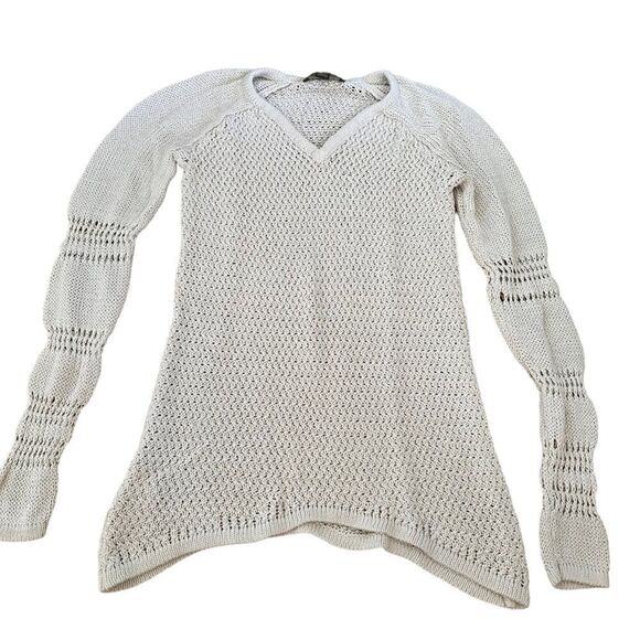 Tommy Bahama ~ Ivory Knit V-neck Long Sleeved Sweater ~ size XS ~ Cotton - Picture 4 of 12